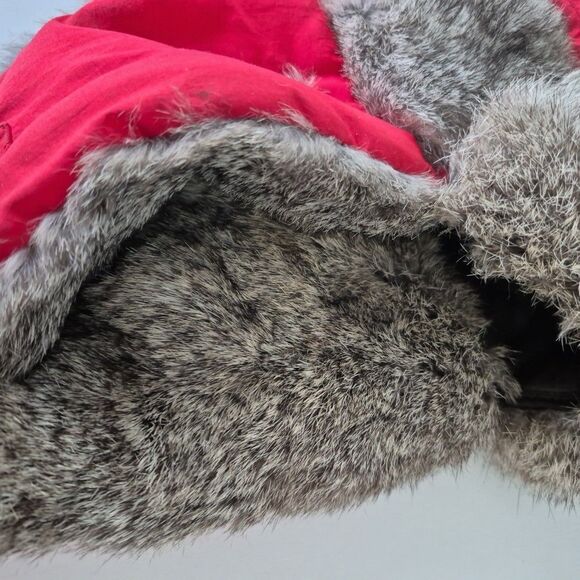 Mab Bomber Red Rabbit Fur Trim Ear Flap Warm Winter Trapper Hat Unisex XL - Picture 4 of 12